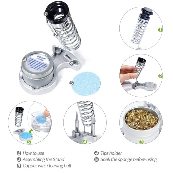 Cautín WEP 947-IV / Control de temperatura / luz Led / Switch On-Off / Base porta cautín con esponja limpiadora - Imagen 5
