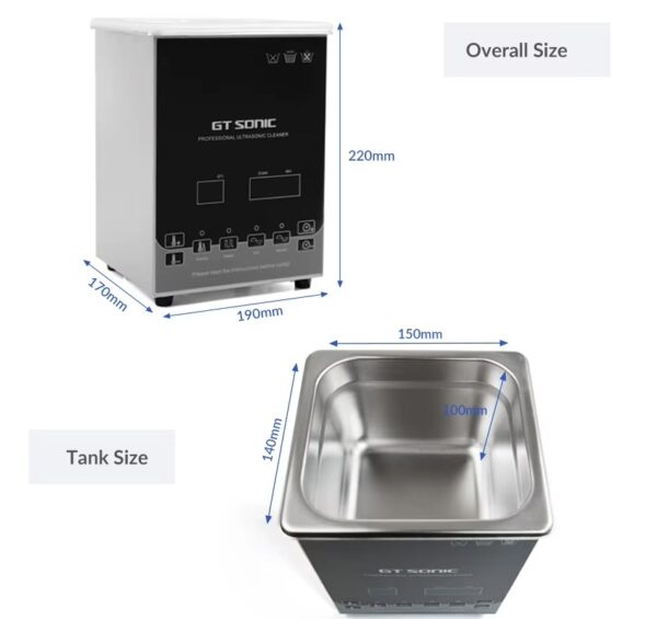 Lavadora ultrasónica 2 Litros GT SONIC- D2 - Imagen 3