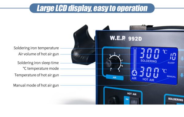 Estación de soldadura Digital 2 en 1 / WEP 992D - Imagen 2