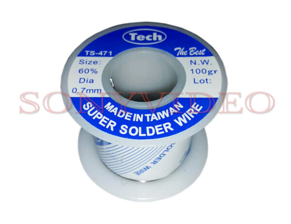 Soldadura (alambre)TECH 0,7 mm Ø / 100 grs. / 60-40 con núcleo de resina (Original)