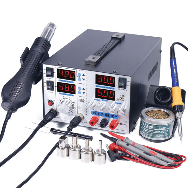 Estación de soldadura 3 en 1 / WEP 853D+5A / aire caliente, cautín y fuente regulada /versión de lujo en ALUMINIO - Imagen 2