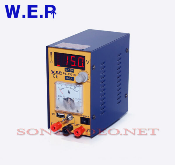 Mini Fuente regulada WEP 1501S - 15V / 1 A con USB