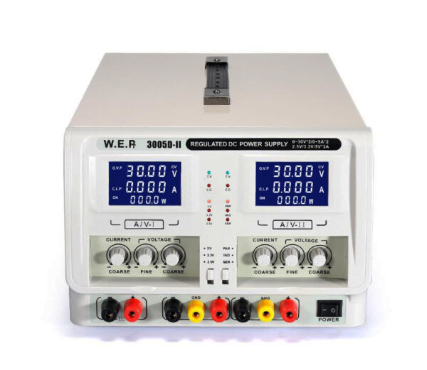 Fuente regulada variable DUAL - WEP 3005 D-II / 0 - 30V 5A x 2 / 5V - 3 A - Imagen 2