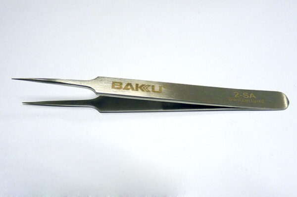 Pinza de precisión recta, cuello delgado BAKU 2-SA