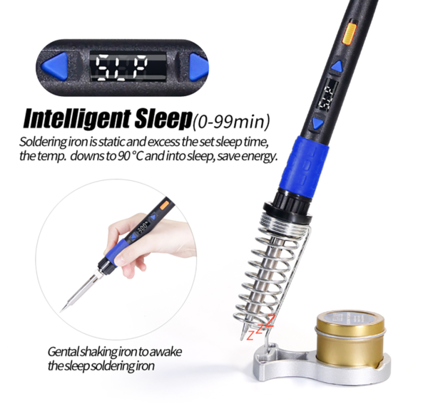 Cautín WEP 928-D 60 Watts / control de temperatura (90°C-480°C)/ Display LCD / Función "Sleep" / base y esponja - Imagen 4