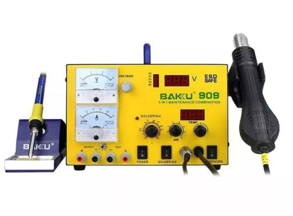 Estación de soldadura 3 en 1 / aire caliente, cautín y fuente regulada / Baku BK909 - Imagen 2