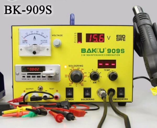 Estación de soldadura 4 en 1 / BK 909 S aire caliente, cautín, radio con mp3 y fuente regulada - Imagen 3