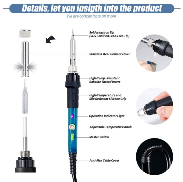 Cautín Wep 947-lll / 60 Watts Con Control De Temperatura - Imagen 4