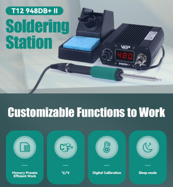 Estación Cautín Digital / cartucho T12 / Wep 948DB+II - Imagen 9