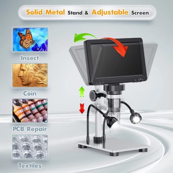 Microscopio digital portátil con pantalla LCD 7"/ Base aluminio / doble luz / DM9A - Imagen 4