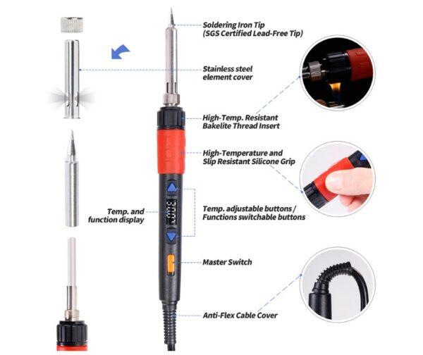 Cautín de potencia con control digital de temperatura WEP 928 D-III / 110 Watts / función Sleep - Imagen 4