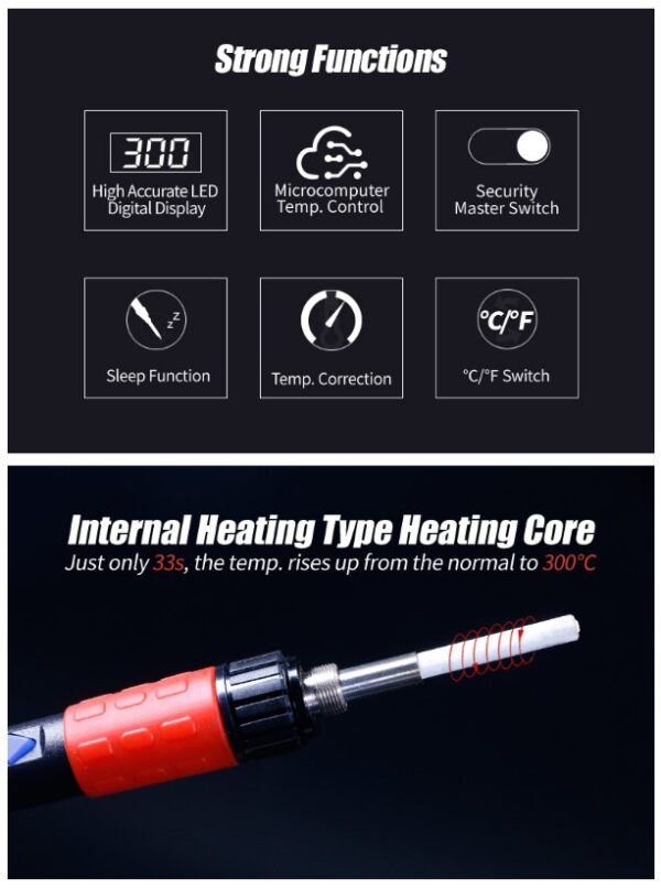 Cautín de potencia con control digital de temperatura WEP 928 D-III / 110 Watts / función Sleep - Imagen 5