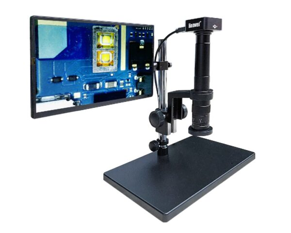 Microscopio OPTICO-DIGITAL 10AA 300 / Zoom 300X / monitor LCD 12" HDMI / cámara HDMI / anillo metálico luz Led con dimmer