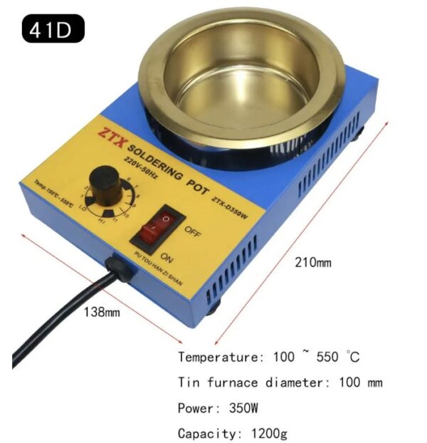 Crisol- Tina para fundición de estaño ZTX-41D / 350 watts - Imagen 2