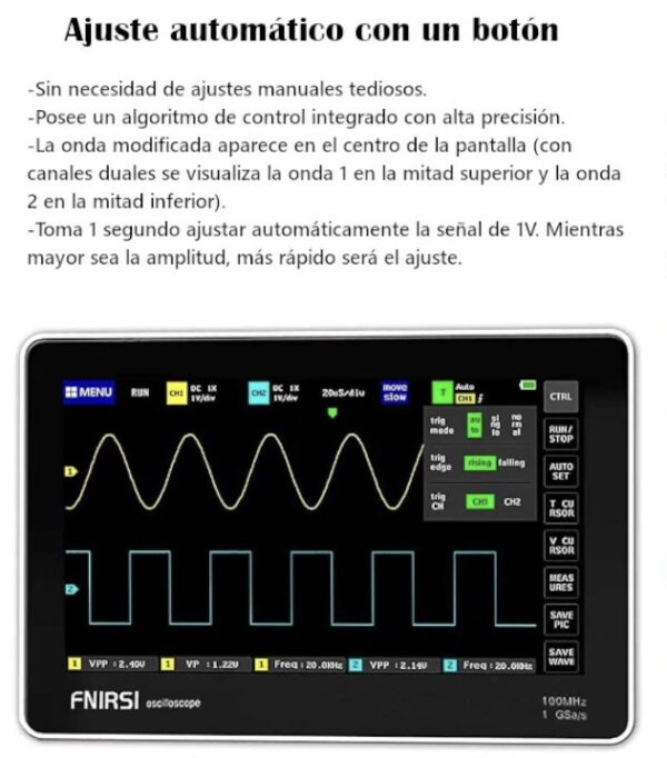Osciloscopio digital 100 Mhz -2 CH / Fnirsi 1013 - Imagen 10
