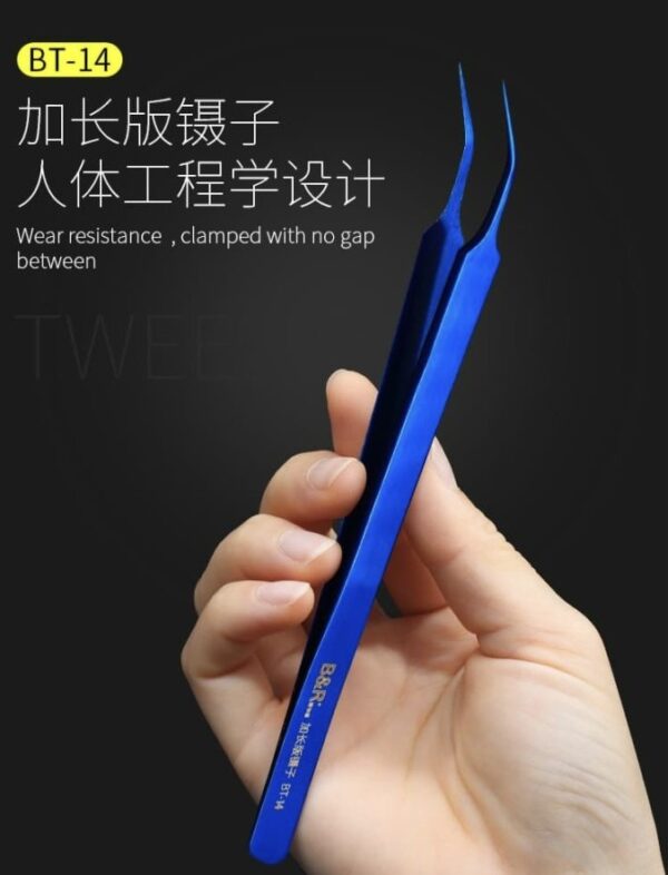 Pinza fina de precisión punta curva 155 mm / BT14