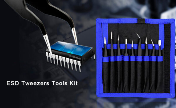 Set pinzas antiestáticas ESD x 9 / estuche lona - Imagen 5