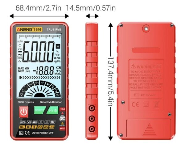 MULTIMETRO DIGITAL AUTORANGO / ANENG 616 - Imagen 5
