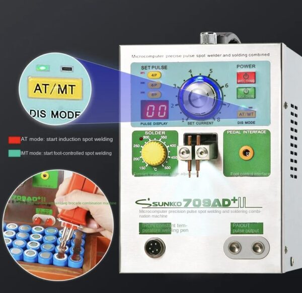 Equipo soldador de punto para ensamble de baterías SUNKKO 709AD+ - Imagen 2