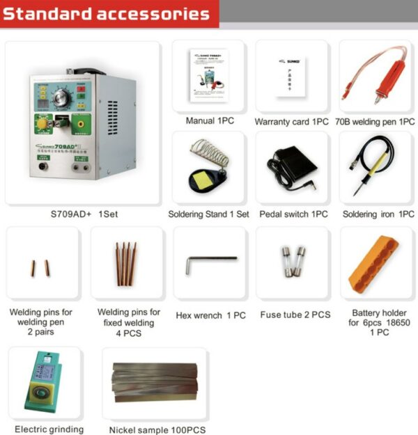 Equipo soldador de punto para ensamble de baterías SUNKKO 709AD+ - Imagen 10