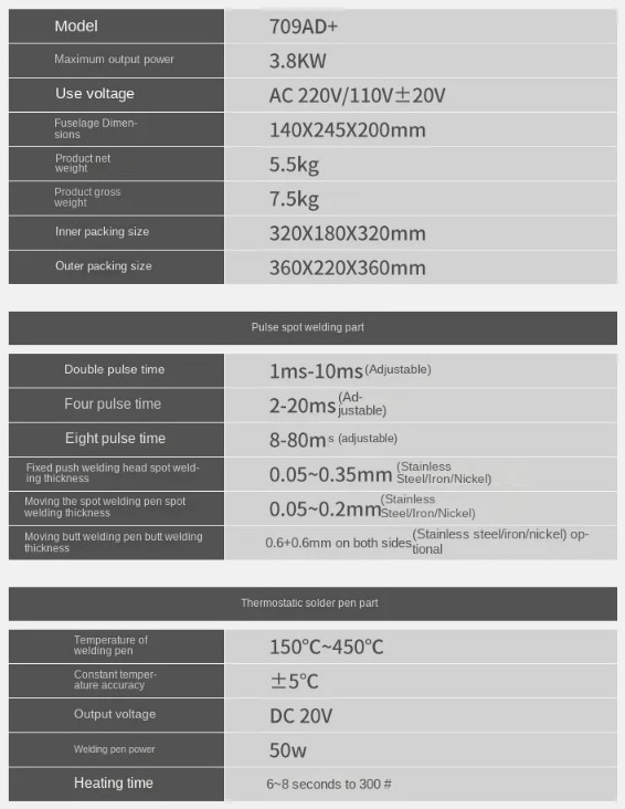 Equipo soldador de punto para ensamble de baterías SUNKKO 709AD+ - Imagen 8